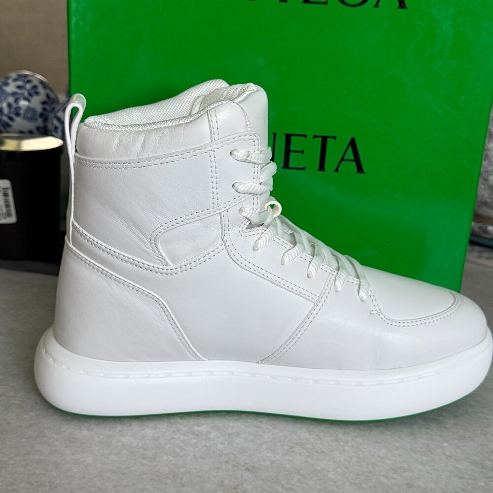 Bottega Veneta 730272 White Tennis Sneaker in Leather,‎ Size 42